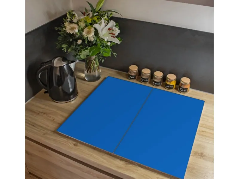 Banjado Herdabdeckplatte Glas 2 Teilig Je 30x52CM Schneidebrett Herdabdeckung Mit Motiv Signalblau< Herdabdeckungen|Kochfelder