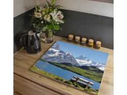 Banjado Herdabdeckplatte Glas 1 Teilig 60x52CM Schneidebrett Herdabdeckung Mit Motiv Alpen< Schneidebretter|Herdabdeckungen