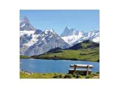 Banjado Herdabdeckplatte Glas 1 Teilig 60x52CM Schneidebrett Herdabdeckung Mit Motiv Alpen< Schneidebretter|Herdabdeckungen