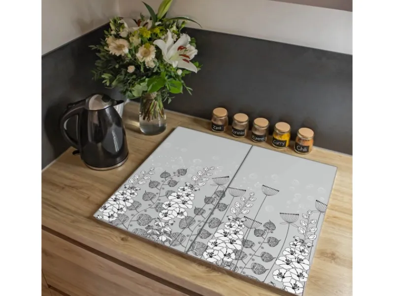Banjado Herdabdeckungen|Herde<Herdabdeckplatte Glas 2 Teilig Je 30x52CM Schneidebrett Herdabdeckung Mit Motiv Wegesrand