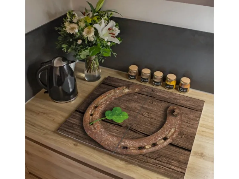 Banjado Herdabdeckungen<Herdabdeckplatte Glas 2 Teilig Je 30x52CM Schneidebrett Herdabdeckung Mit Motiv Doppeltes Glück
