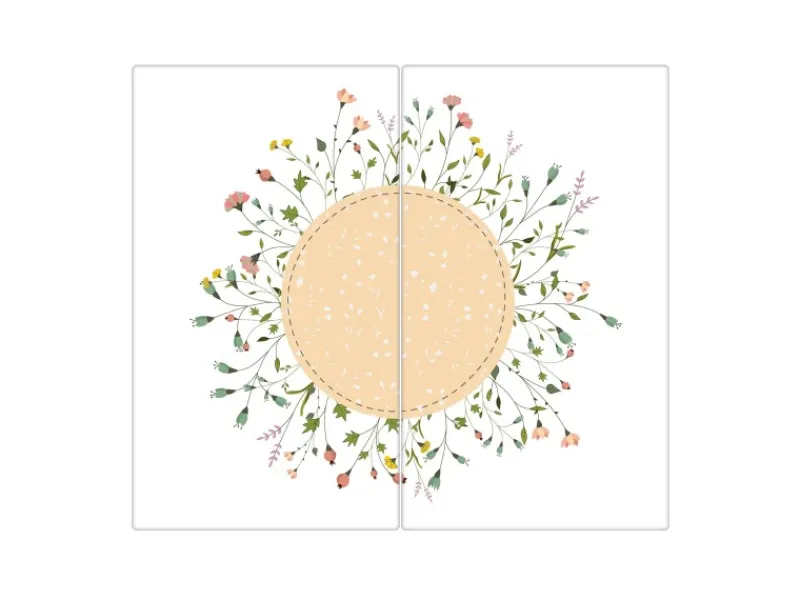 Banjado Herde|Kochfelder<Herdabdeckplatte Glas 2 Teilig Je 30x52CM Schneidebrett Herdabdeckung Mit Motiv Hibiskus Kreis
