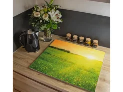 Online Banjado Herdabdeckplatte Glas 1 Teilig 60x52CM Schneidebrett Herdabdeckung Mit Motiv Guten Morgen 2