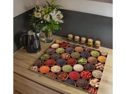New Banjado Herdabdeckplatte Glas 1 Teilig 60x52CM Schneidebrett Herdabdeckung Mit Motiv Zutaten