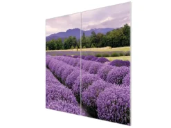 Banjado Schneidebretter|Herdabdeckungen<Herdabdeckplatte Glas 2 Teilig Je 30x52CM Schneidebrett Herdabdeckung Mit Motiv Lavendel 1