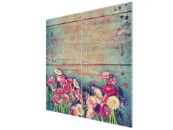 Clearance Banjado Herdabdeckplatte Glas 2 Teilig Je 30x52CM Schneidebrett Herdabdeckung Mit Motiv Blumenpfücken