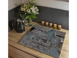 Banjado Herdabdeckplatte Glas 1 Teilig 60x52CM Schneidebrett Herdabdeckung Mit Motiv Wand Mit Zeitungen< Schneidebretter|Herdabdeckungen