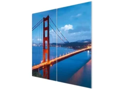 Banjado Schneidebretter|Herdabdeckungen<Herdabdeckplatte Glas 2 Teilig Je 30x52CM Schneidebrett Herdabdeckung Mit Motiv Golden Gate Bridge