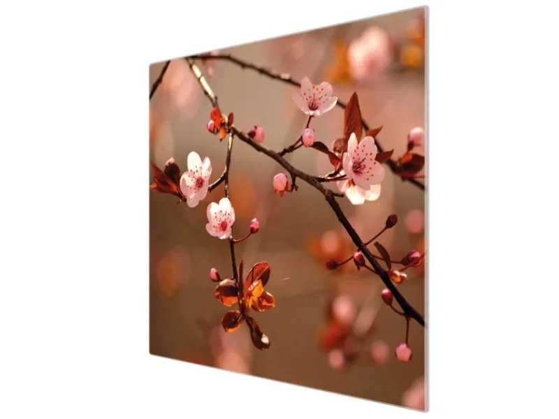 Banjado Schneidebretter|Herde<Herdabdeckplatte Glas 1 Teilig 60x52CM Schneidebrett Herdabdeckung Mit Motiv Blühender Kirschzweig
