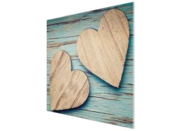 Clearance Banjado Herdabdeckplatte Glas 1 Teilig 60x52CM Schneidebrett Herdabdeckung Mit Motiv Holz Herzen