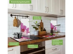 Banjado Herdabdeckplatte Glas 2 Teilig Je 30x52CM Schneidebrett Herdabdeckung Mit Motiv Orchidee< Schneidebretter|Herdabdeckungen