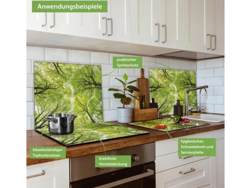 Banjado Herdabdeckplatte Glas 1 Teilig 60x52CM Schneidebrett Herdabdeckung Mit Motiv Zwischen Bäumen< Schneidebretter|Herdabdeckungen