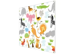 Banjado Herdabdeckplatte Glas 2 Teilig Je 30x52CM Schneidebrett Herdabdeckung Mit Motiv Fröhliche Tiere< Herde|Kochfelder