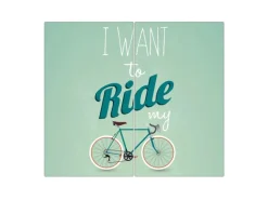 Clearance Banjado Herdabdeckplatte Glas 2 Teilig Je 30x52CM Schneidebrett Herdabdeckung Mit Motiv I Want To Ride My Bike