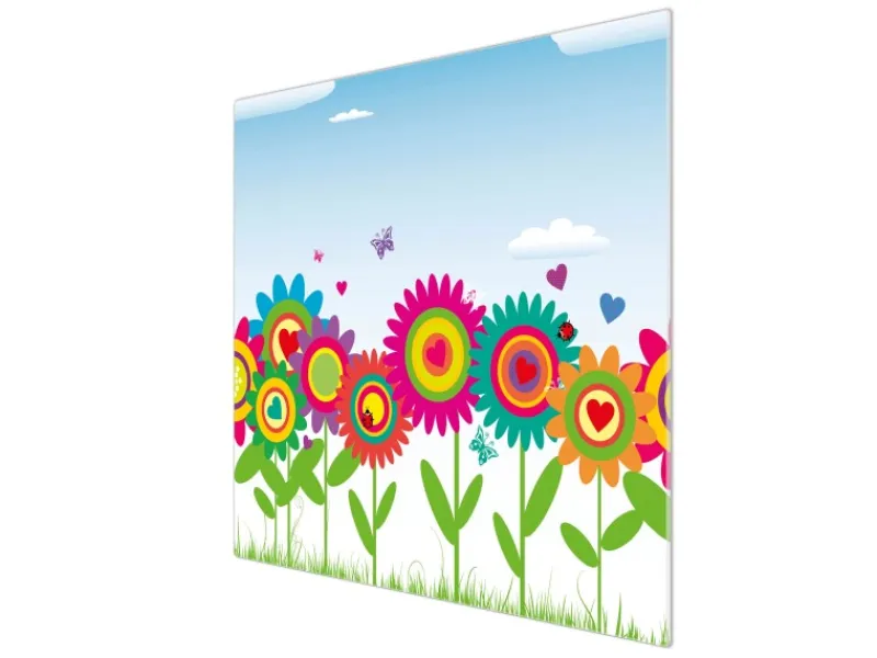 Banjado Herdabdeckplatte Glas 1 Teilig 60x52CM Schneidebrett Herdabdeckung Mit Motiv Bunte Blumen< Herdabdeckungen|Herde
