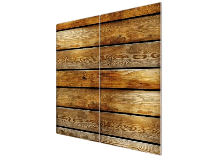Banjado Schneidebretter|Herdabdeckungen<Herdabdeckplatte Glas 2 Teilig Je 30x52CM Schneidebrett Herdabdeckung Mit Motiv Holzbretter