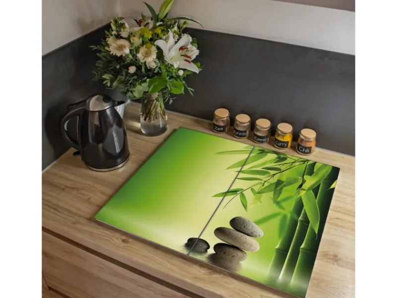 Sale Banjado Herdabdeckplatte Glas 2 Teilig Je 30x52CM Schneidebrett Herdabdeckung Mit Motiv Innere Ruhe