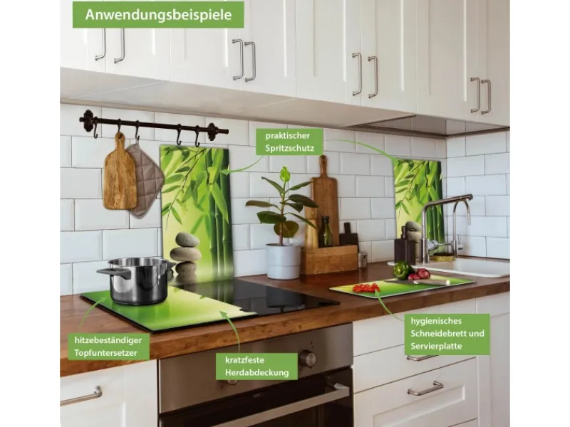 Sale Banjado Herdabdeckplatte Glas 2 Teilig Je 30x52CM Schneidebrett Herdabdeckung Mit Motiv Innere Ruhe
