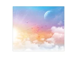 Banjado Schneidebretter|Herde<Herdabdeckplatte Glas 1 Teilig 60x52CM Schneidebrett Herdabdeckung Mit Motiv Vögel Am Himmel