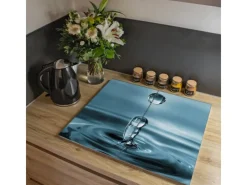 Banjado Herdabdeckplatte Glas 2 Teilig Je 30x52CM Schneidebrett Herdabdeckung Mit Motiv Wassertropfen< Schneidebretter|Herdabdeckungen