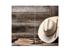 Banjado Herde|Kochfelder<Herdabdeckplatte Glas 2 Teilig Je 30x52CM Schneidebrett Herdabdeckung Mit Motiv Linedance Set