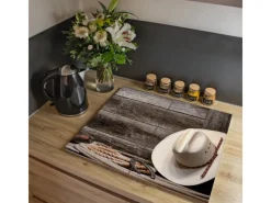 Banjado Herde|Kochfelder<Herdabdeckplatte Glas 2 Teilig Je 30x52CM Schneidebrett Herdabdeckung Mit Motiv Linedance Set