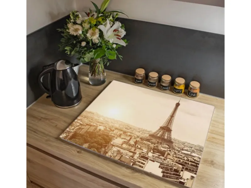 Banjado Schneidebretter|Herde<Herdabdeckplatte Glas 1 Teilig 60x52CM Schneidebrett Herdabdeckung Mit Motiv Dächer Von Paris