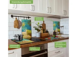 Banjado Herdabdeckplatte Glas 2 Teilig Je 30x52CM Schneidebrett Herdabdeckung Mit Motiv Patina< Schneidebretter|Herdabdeckungen