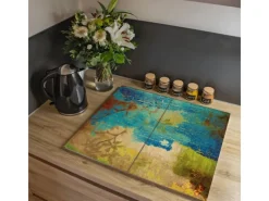 Banjado Herdabdeckplatte Glas 2 Teilig Je 30x52CM Schneidebrett Herdabdeckung Mit Motiv Patina< Schneidebretter|Herdabdeckungen