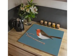 Hot Banjado Herdabdeckplatte Glas 1 Teilig 60x52CM Schneidebrett Herdabdeckung Mit Motiv Abstrakter Vogel