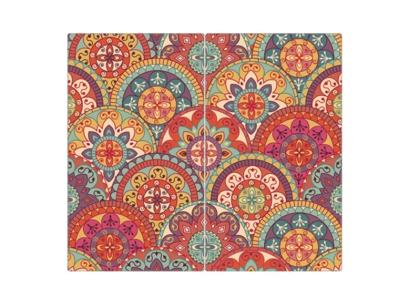Sale Banjado Herdabdeckplatte Glas 2 Teilig Je 30x52CM Schneidebrett Herdabdeckung Mit Motiv Rosetten