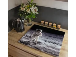 Banjado Herdabdeckplatte Glas 1 Teilig 60x52CM Schneidebrett Herdabdeckung Mit Motiv Astronaut< Schneidebretter|Herdabdeckungen