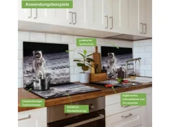 Banjado Herdabdeckplatte Glas 1 Teilig 60x52CM Schneidebrett Herdabdeckung Mit Motiv Astronaut< Schneidebretter|Herdabdeckungen