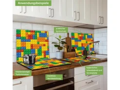 New Banjado Herdabdeckplatte Glas 1 Teilig 60x52CM Schneidebrett Herdabdeckung Mit Motiv Bausteine