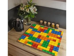 New Banjado Herdabdeckplatte Glas 1 Teilig 60x52CM Schneidebrett Herdabdeckung Mit Motiv Bausteine