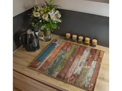 Banjado Herdabdeckplatte Glas 2 Teilig Je 30x52CM Schneidebrett Herdabdeckung Mit Motiv Buntes Holz< Schneidebretter|Kochfelder