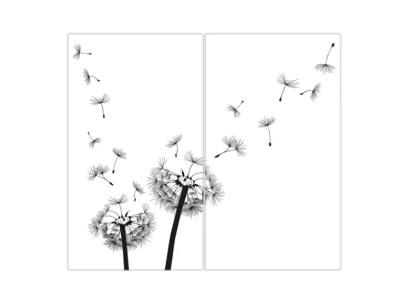 Clearance Banjado Herdabdeckplatte Glas 2 Teilig Je 30x52CM Schneidebrett Herdabdeckung Mit Motiv Pusteblume 2