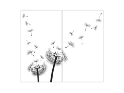 Clearance Banjado Herdabdeckplatte Glas 2 Teilig Je 30x52CM Schneidebrett Herdabdeckung Mit Motiv Pusteblume 2