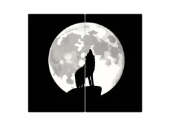 Banjado Herde|Kochfelder<Herdabdeckplatte Glas 2 Teilig Je 30x52CM Schneidebrett Herdabdeckung Mit Motiv Heulender Wolf Sw