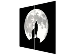 Banjado Herde|Kochfelder<Herdabdeckplatte Glas 2 Teilig Je 30x52CM Schneidebrett Herdabdeckung Mit Motiv Heulender Wolf Sw