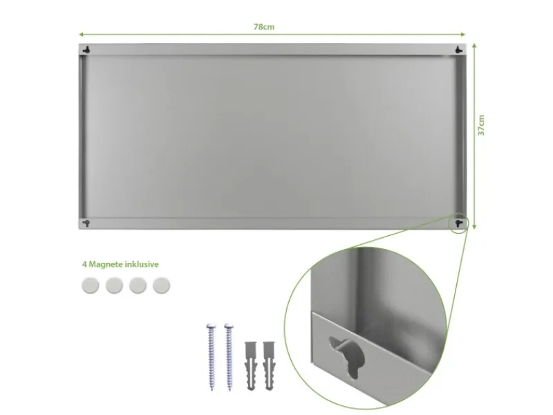 Banjado Magnettafel 78x37cm Magnetwand Silber Aus Metall Magnetpinnwand Pinnwand Inkl. 4 Magnete Motiv Beige