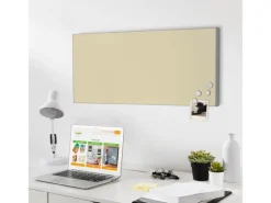 Banjado Magnettafel 78x37cm Magnetwand Silber Aus Metall Magnetpinnwand Pinnwand Inkl. 4 Magnete Motiv Beige