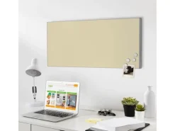 Banjado Magnettafel 78x37cm Magnetwand Silber Aus Metall Magnetpinnwand Pinnwand Inkl. 4 Magnete Motiv Beige
