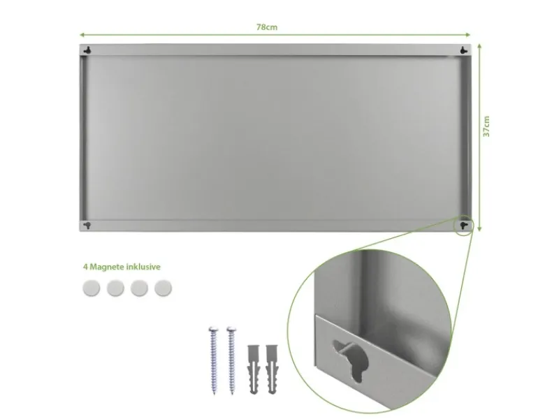 Banjado Magnettafel 78x37cm Magnetwand Silber Aus Metall Magnetpinnwand Pinnwand Inkl. 4 Magnete Motiv Beige