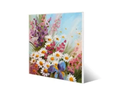 Banjado Küchen-Ordnungssysteme<Magnettafel 50x50cm Magnetwand Weiß Aus Metall Magnetpinnwand Pinnwand Inkl. 4 Magnete Motiv Sommerstrauss