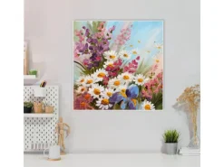 Banjado Küchen-Ordnungssysteme<Magnettafel 50x50cm Magnetwand Weiß Aus Metall Magnetpinnwand Pinnwand Inkl. 4 Magnete Motiv Sommerstrauss
