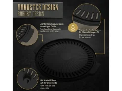 BBQ#BOSS Grillplatte aus Gusseisen 32 cm Runde Gusspfanne Gerippte Bratpfanne< Pfannen