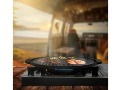 BBQ#BOSS Grillplatte aus Gusseisen 32 cm Runde Gusspfanne Gerippte Bratpfanne< Pfannen