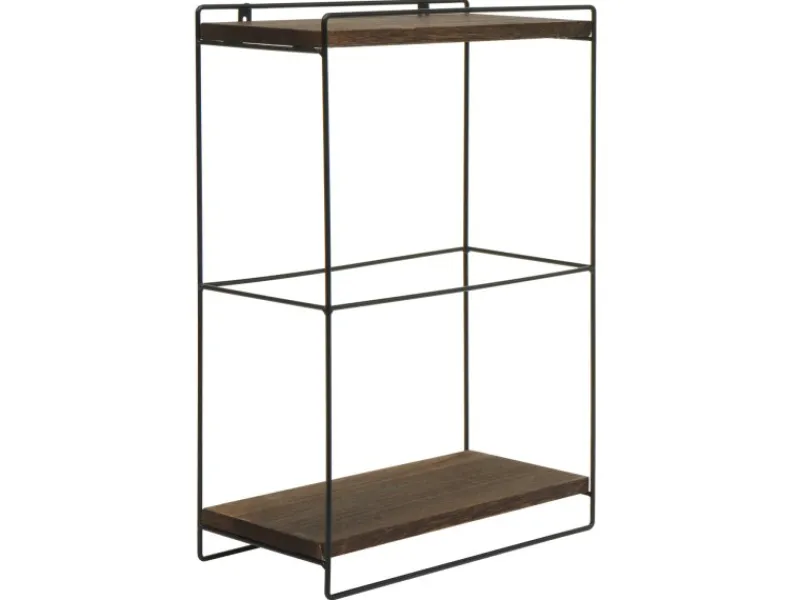 Best BERLINLODGE Wandregal HxBxT 50x35x17cm Massiv-Holz Metall Industrial 2 Regalböden Hängeregal Regal Küchenregal Dunkelbraun