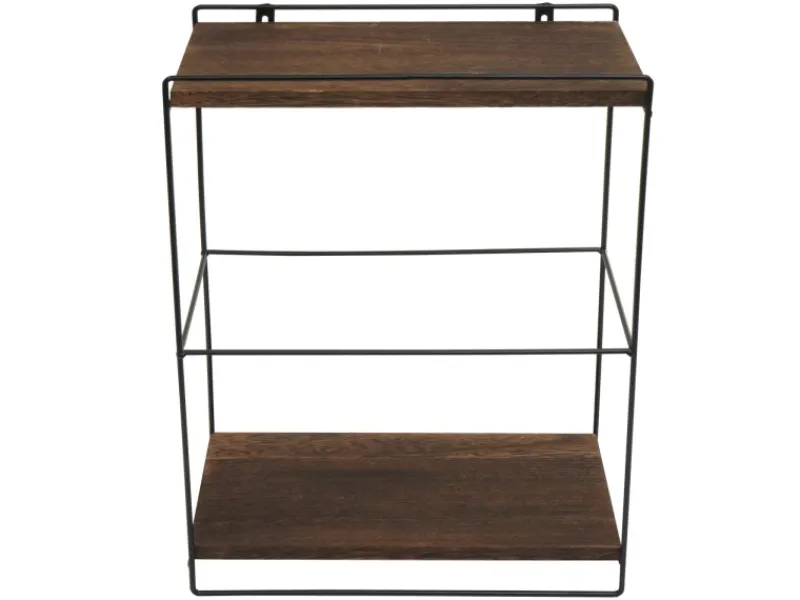 Best BERLINLODGE Wandregal HxBxT 50x35x17cm Massiv-Holz Metall Industrial 2 Regalböden Hängeregal Regal Küchenregal Dunkelbraun